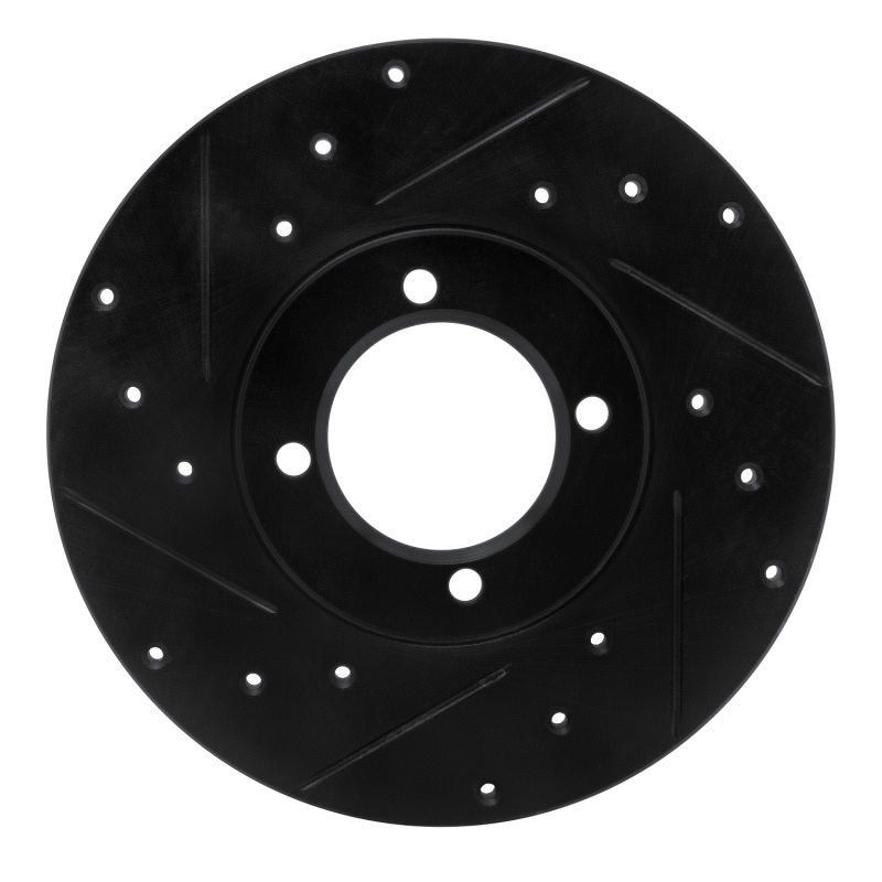 R1 76-81 Toyota Celica Front Left Drilled & Slotted Black Brake Rotor