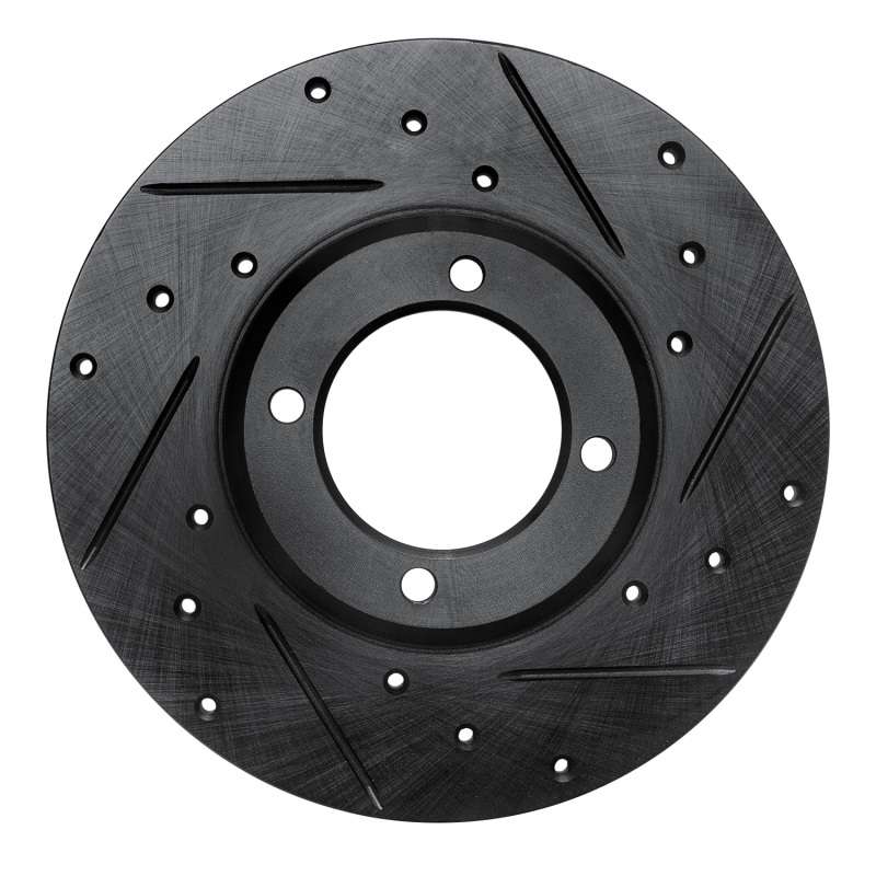 R1 79-81 Toyota Celica Front Right Drilled & Slotted Black Brake Rotor