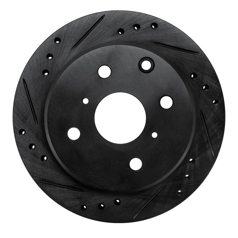 R1 82-85 Toyota Celica Rear Left Drilled & Slotted Black Brake Rotor