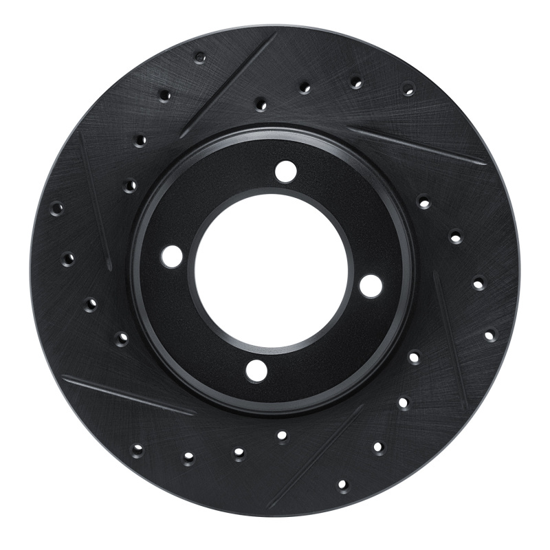 R1 81-82 Toyota Cressida Front Left Drilled & Slotted Black Brake Rotor