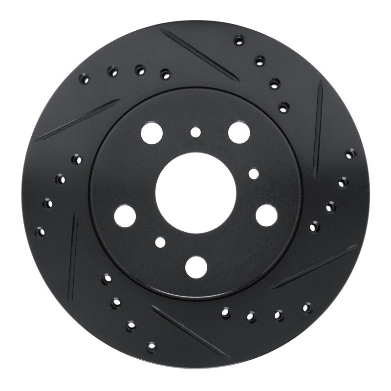 R1 83-86 Toyota Camry Front Right Drilled & Slotted Black Brake Rotor