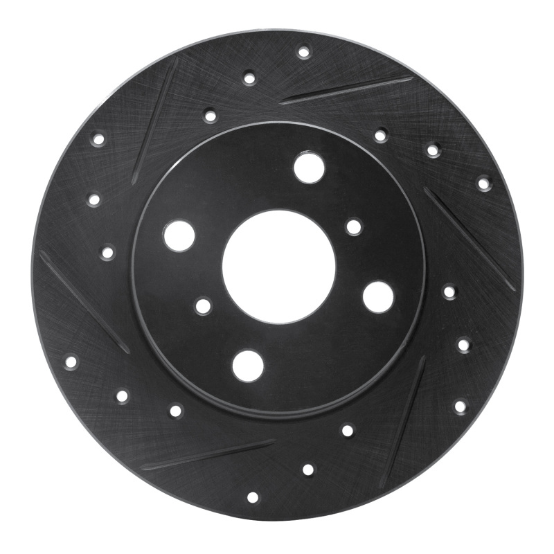 R1 83-90 Toyota Tercel Front Left Drilled & Slotted Black Brake Rotor