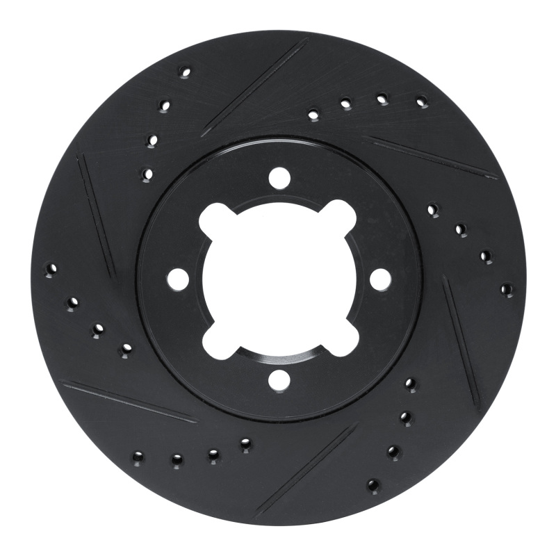 R1 83-84 Toyota Cressida Front Left Drilled & Slotted Black Brake Rotor