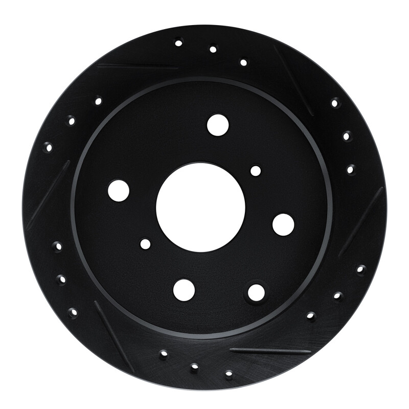 R1 83-84 Toyota Cressida Rear Right Drilled & Slotted Black Brake Rotor