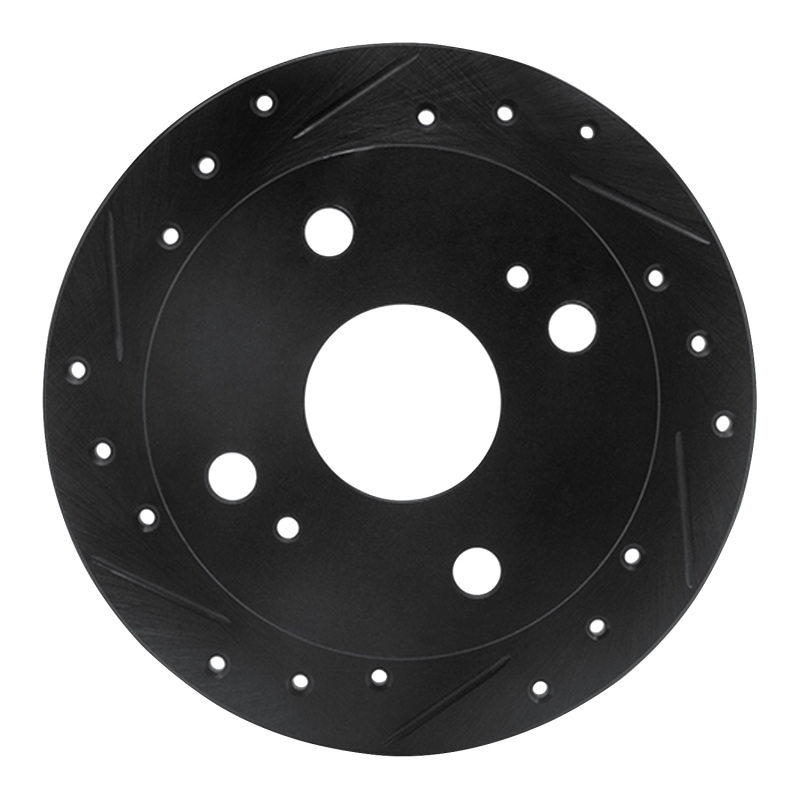 R1 85-87 Toyota Corolla (US/Canada) Rear Left Drilled & Slotted Black Brake Rotor