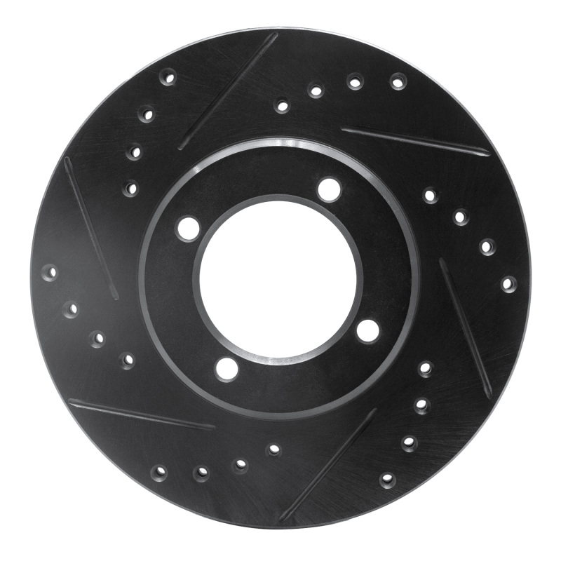 R1 84-87 Toyota Cressida Front Left Drilled & Slotted Black Brake Rotor