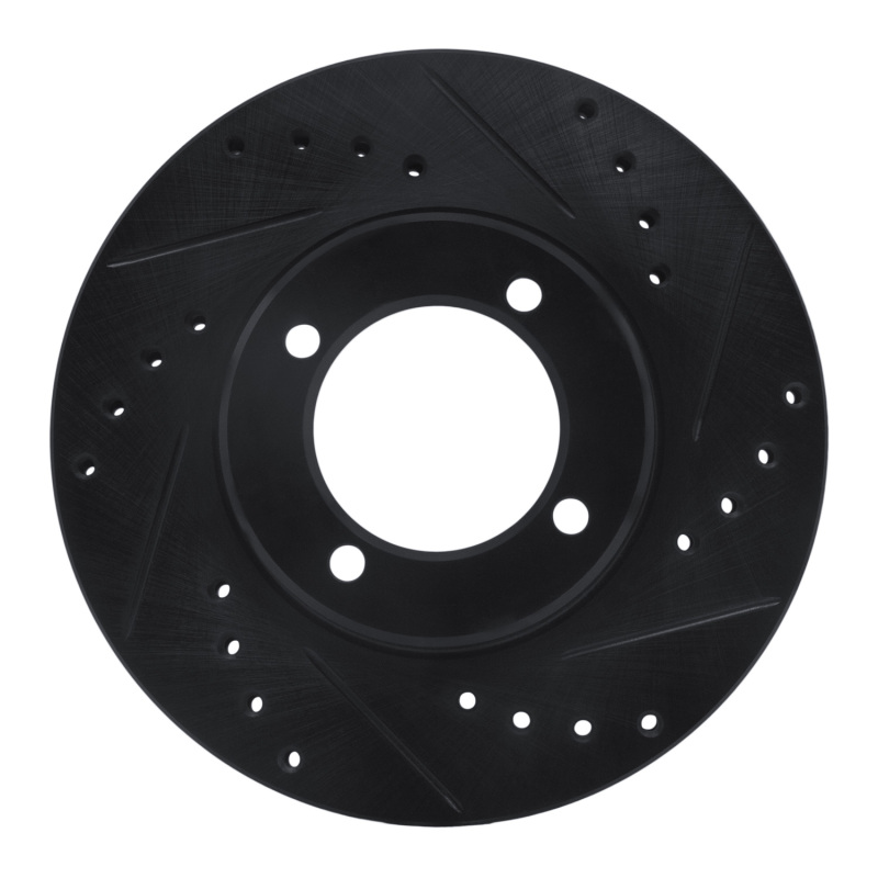 R1 84-87 Toyota Cressida Front Right Drilled & Slotted Black Brake Rotor