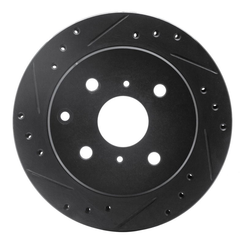 R1 84-88 Toyota Cressida Rear Left Drilled & Slotted Black Brake Rotor