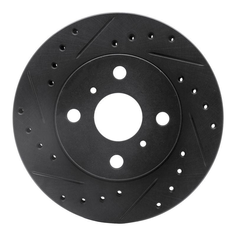 R1 86-89 Toyota Celica Front Left Drilled & Slotted Black Brake Rotor