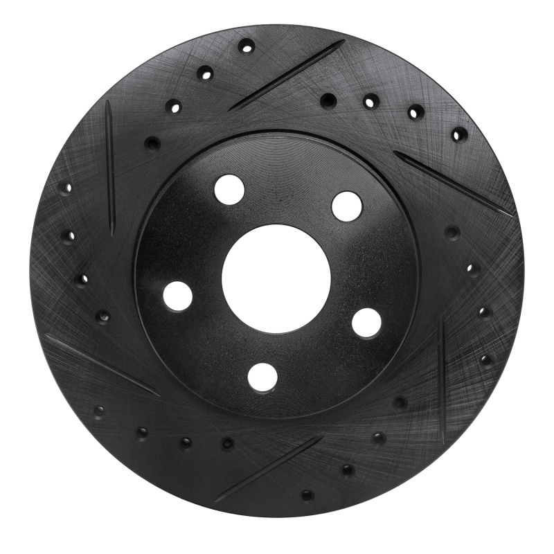 R1 86-89 Toyota Celica Front Left Drilled & Slotted Black Brake Rotor