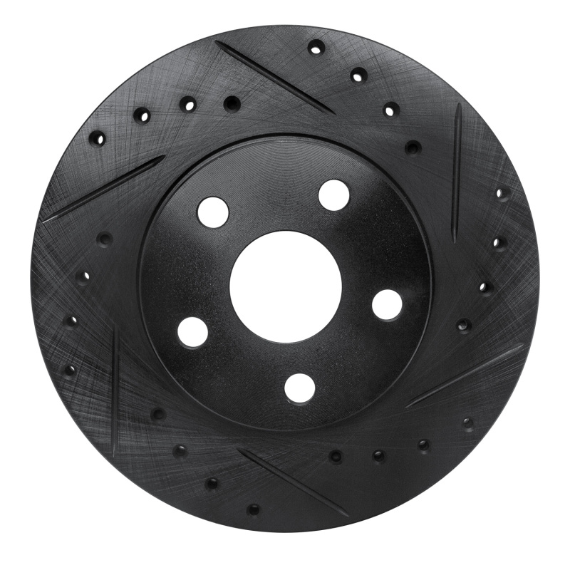 R1 86-89 Toyota Celica Front Right Drilled & Slotted Black Brake Rotor