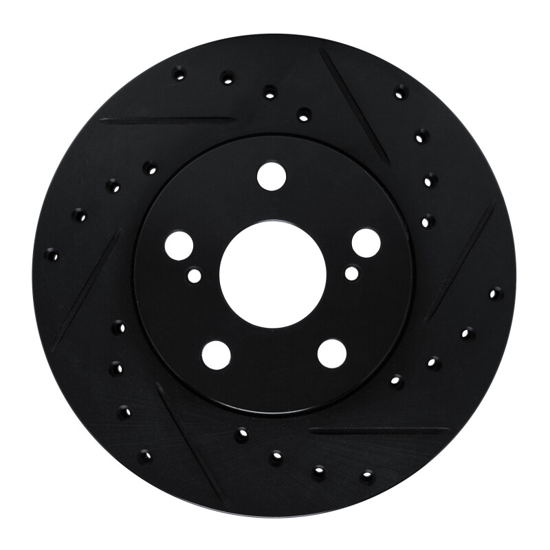 R1 87-87 Toyota Camry Front Right Drilled & Slotted Black Brake Rotor