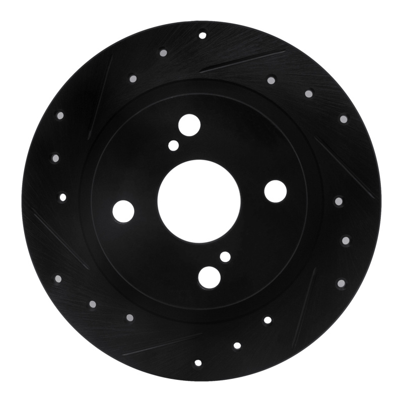 R1 87-92 Chevrolet Nova Rear Left Drilled & Slotted Black Brake Rotor