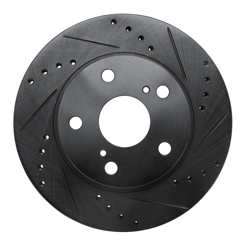 R1 89-92 Toyota Cressida Front Right Drilled & Slotted Black Brake Rotor