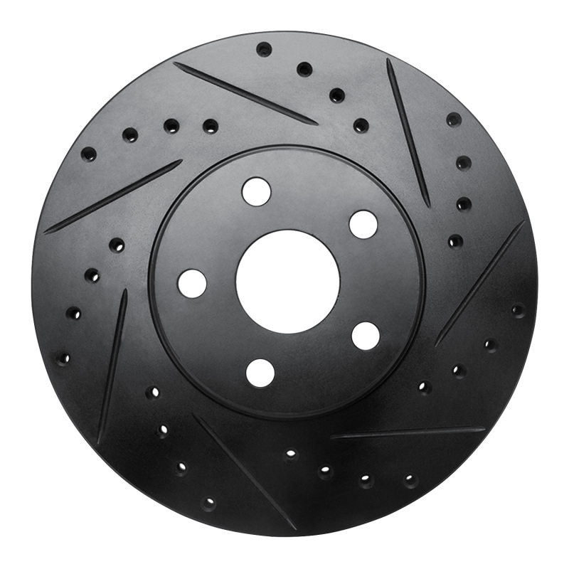 R1 87-91 Lexus ES250 Front Right Drilled & Slotted Black Brake Rotor