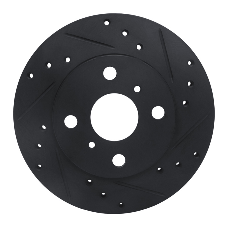 R1 90-91 Toyota Celica Front Right Drilled & Slotted Black Brake Rotor