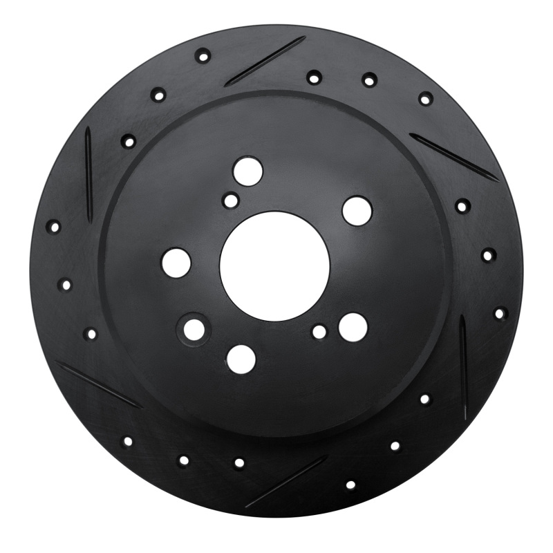 R1 94-95 Toyota Celica Rear Left Drilled & Slotted Black Brake Rotor