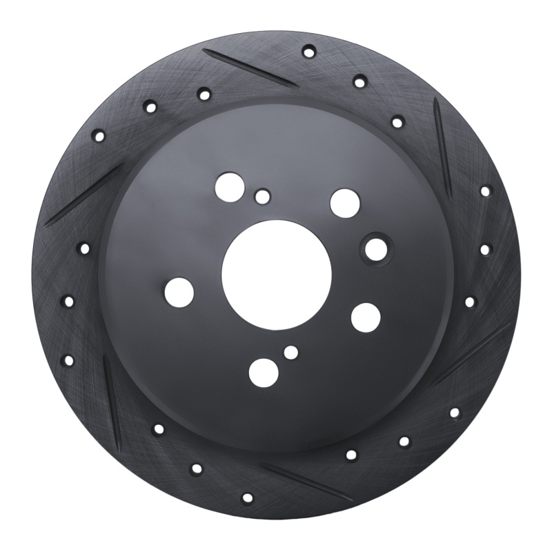 R1 94-95 Toyota Celica Rear Right Drilled & Slotted Black Brake Rotor