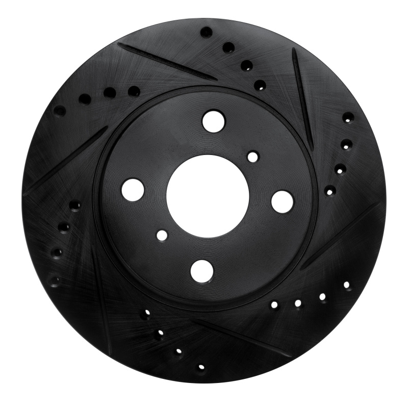 R1 01-03 Toyota Prius Front Right Drilled & Slotted Black Brake Rotor