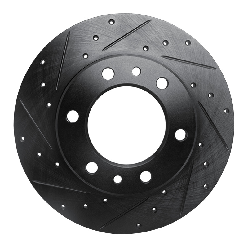 R1 81-85 Toyota Pickup Front Left Drilled & Slotted Black Brake Rotor