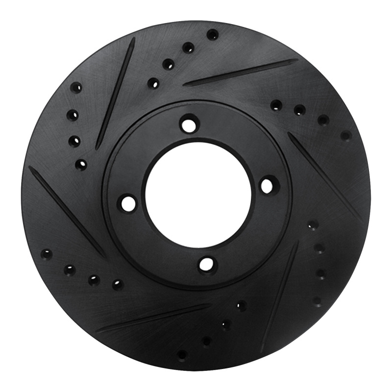 R1 86-89 Toyota Van Front Left Drilled & Slotted Black Brake Rotor