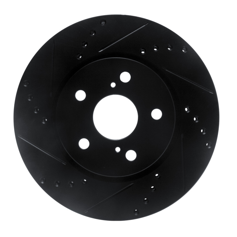 R1 18-22 Toyota C-HR Front Left Drilled & Slotted Black Brake Rotor