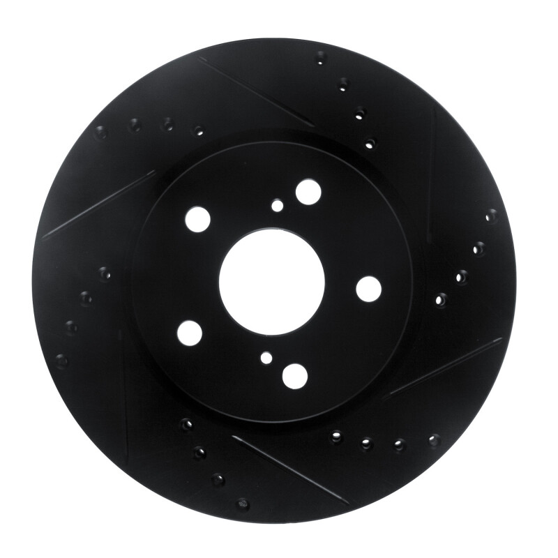 R1 18-22 Toyota C-HR Front Right Drilled & Slotted Black Brake Rotor