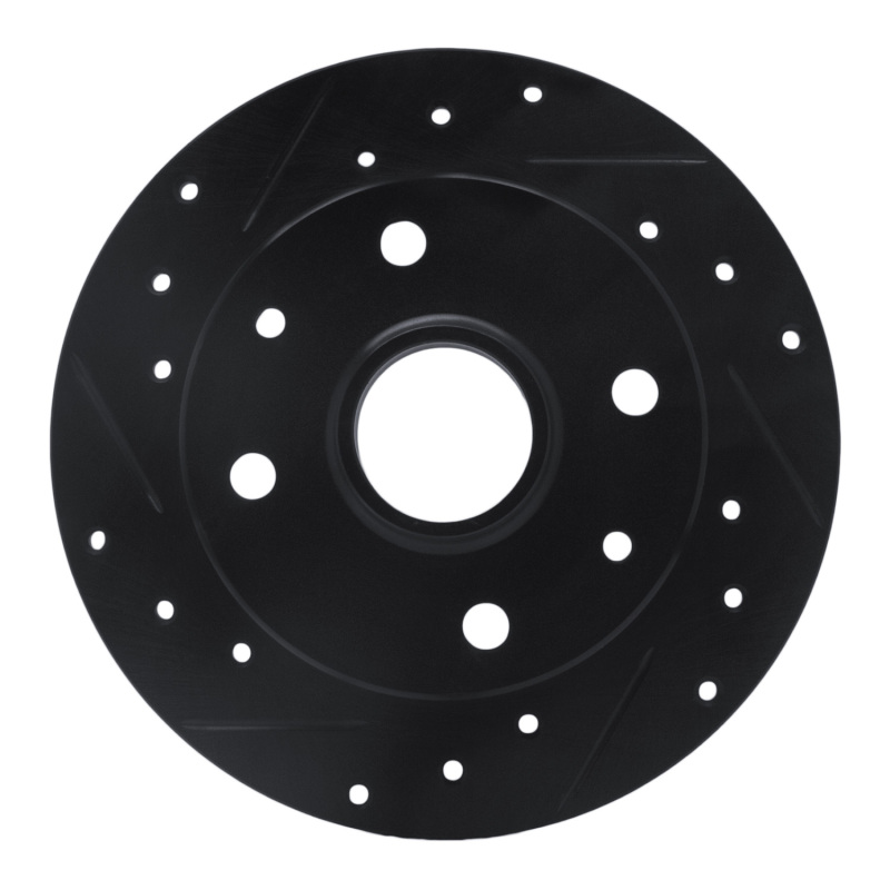 R1 81-85 Mazda RX-7 Rear Left Drilled & Slotted Black Brake Rotor