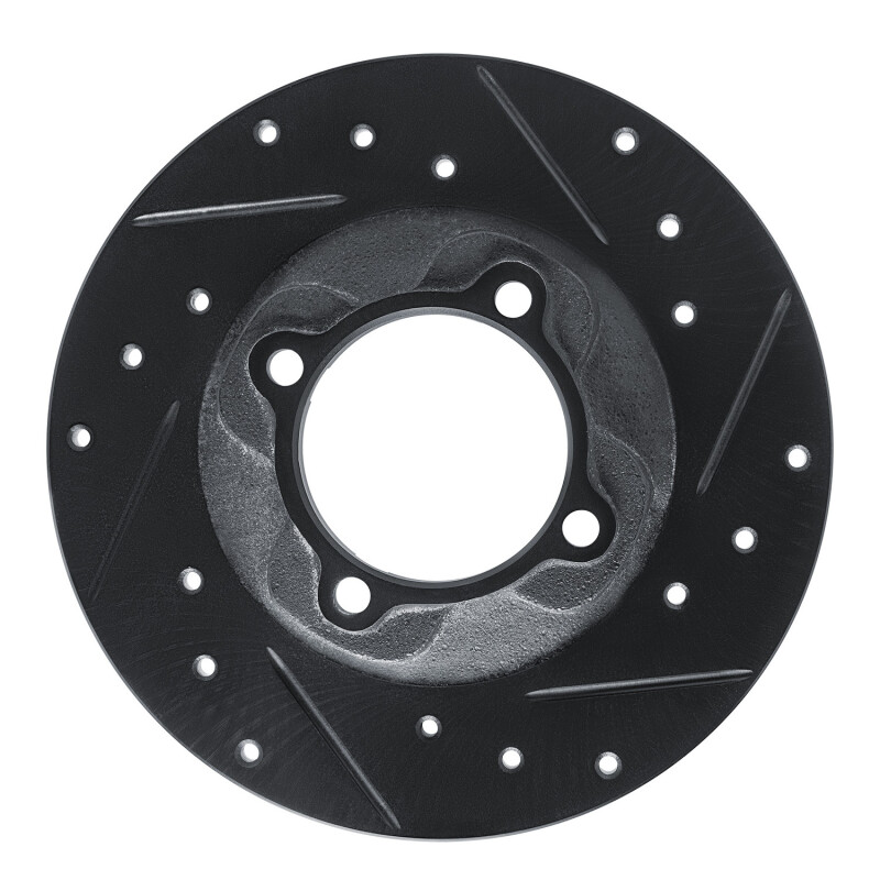 R1 81-85 Mazda GLC Front Right Drilled & Slotted Black Brake Rotor