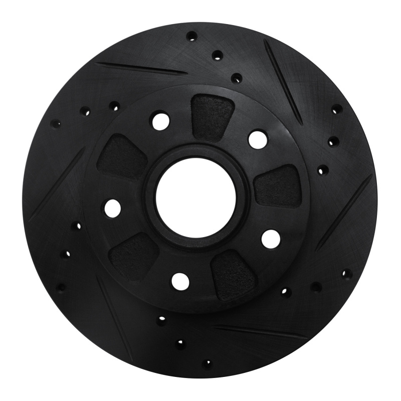 R1 88-91 Mazda 929 Front Right Drilled & Slotted Black Brake Rotor