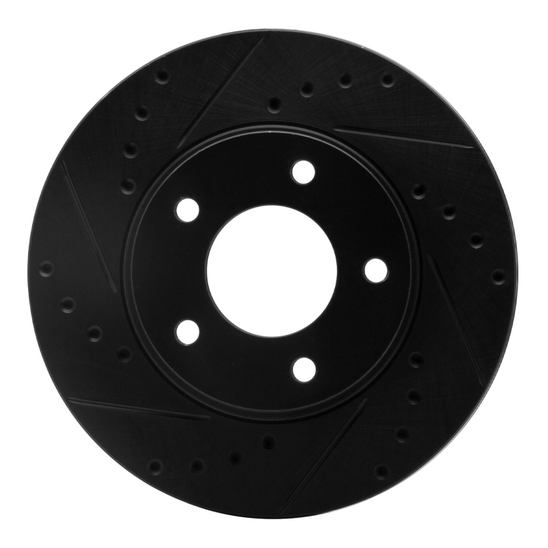 R1 92-03 Mazda 929 Front Left Drilled & Slotted Black Brake Rotor