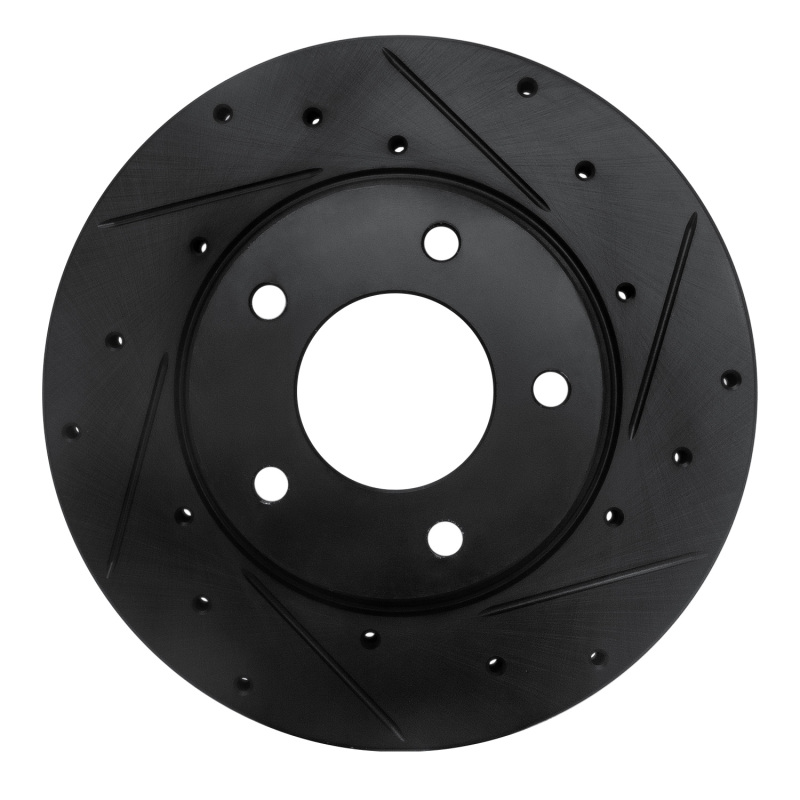 R1 92-03 Mazda 626 Front Right Drilled & Slotted Black Brake Rotor