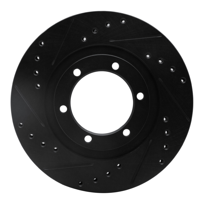 R1 87-93 Mazda B2600 Front Left Drilled & Slotted Black Brake Rotor