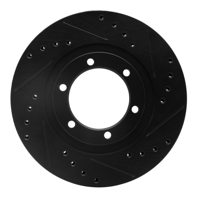 R1 87-93 Mazda B2200 Front Right Drilled & Slotted Black Brake Rotor
