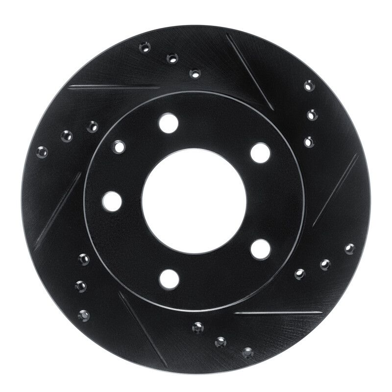 R1 92-93 Mazda MPV Front Right Drilled & Slotted Black Brake Rotor