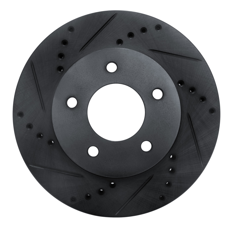 R1 96-98 Mazda MPV Front Left Drilled & Slotted Black Brake Rotor