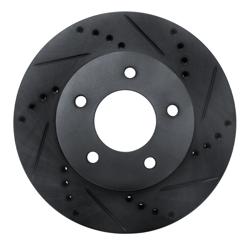 R1 96-98 Mazda MPV Front Right Drilled & Slotted Black Brake Rotor