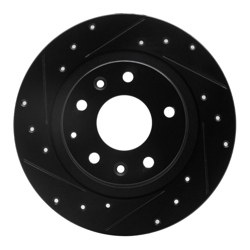 R1 16-18 Mazda CX-3 Rear Left Drilled & Slotted Black Brake Rotor