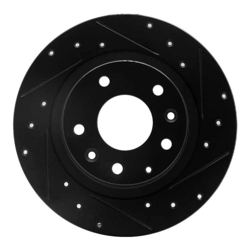 R1 16-18 Mazda CX-3 Rear Right Drilled & Slotted Black Brake Rotor