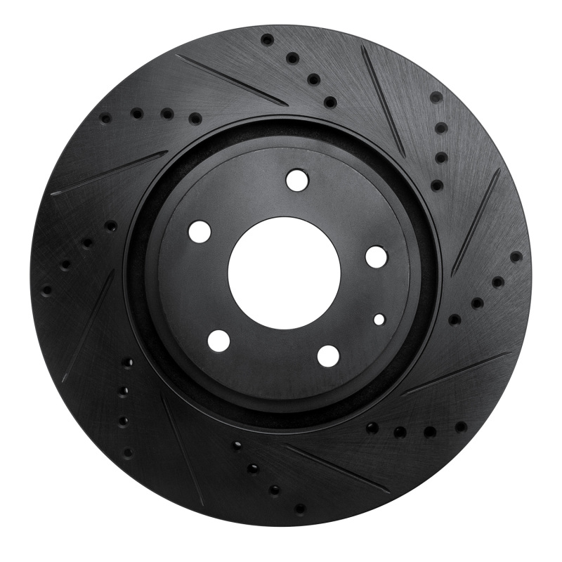 R1 16-25 Mazda CX-5 Front Right Drilled & Slotted Black Brake Rotor
