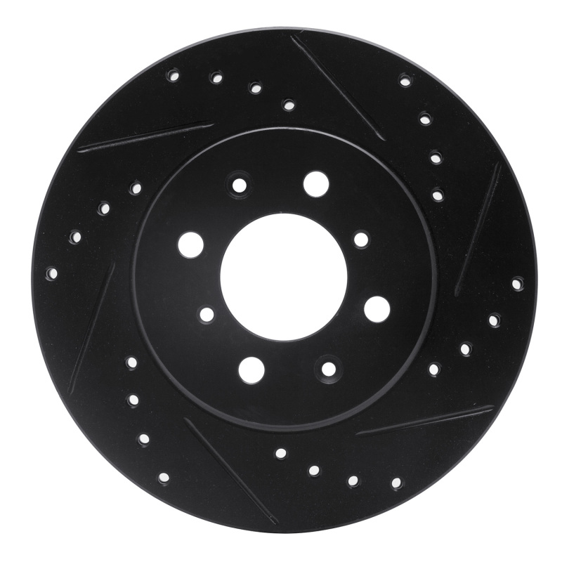 R1 06-11 Fiat Panda (Mexico) Front Right Drilled & Slotted Black Brake Rotor