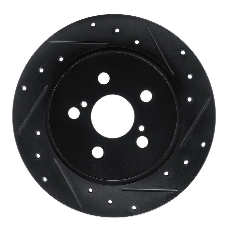 R1 09-15 Toyota Corolla (Mexico) Rear Right Drilled & Slotted Black Brake Rotor