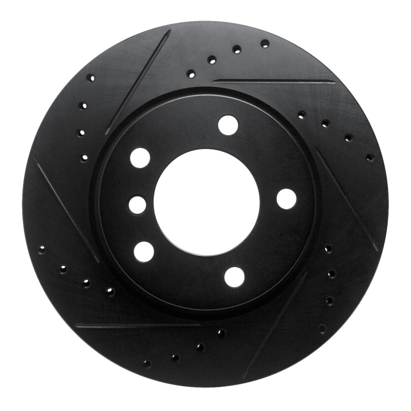 R1 05-07 BMW 120i (Mexico) Front Left Drilled & Slotted Black Brake Rotor