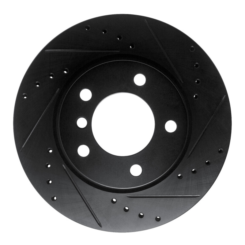 R1 05-07 BMW 120i (Mexico) Front Right Drilled & Slotted Black Brake Rotor