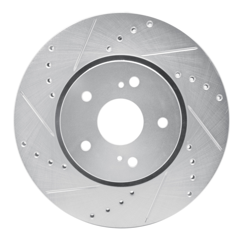 R1 10-13 Suzuki Kizashi Front Left Drilled & Slotted Silver Brake Rotor