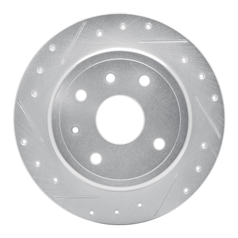 R1 04-10 Chevrolet Epica (USA/Canada) Rear Left Drilled & Slotted Silver Brake Rotor