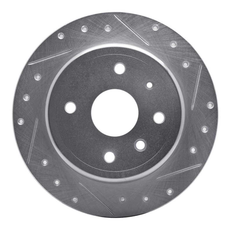 R1 04-10 Chevrolet Epica (Mexico) Rear Right Drilled & Slotted Silver Brake Rotor