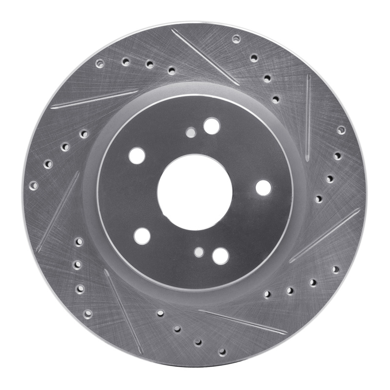R1 06-17 Suzuki Grand Vitara Front Right Drilled & Slotted Silver Brake Rotor