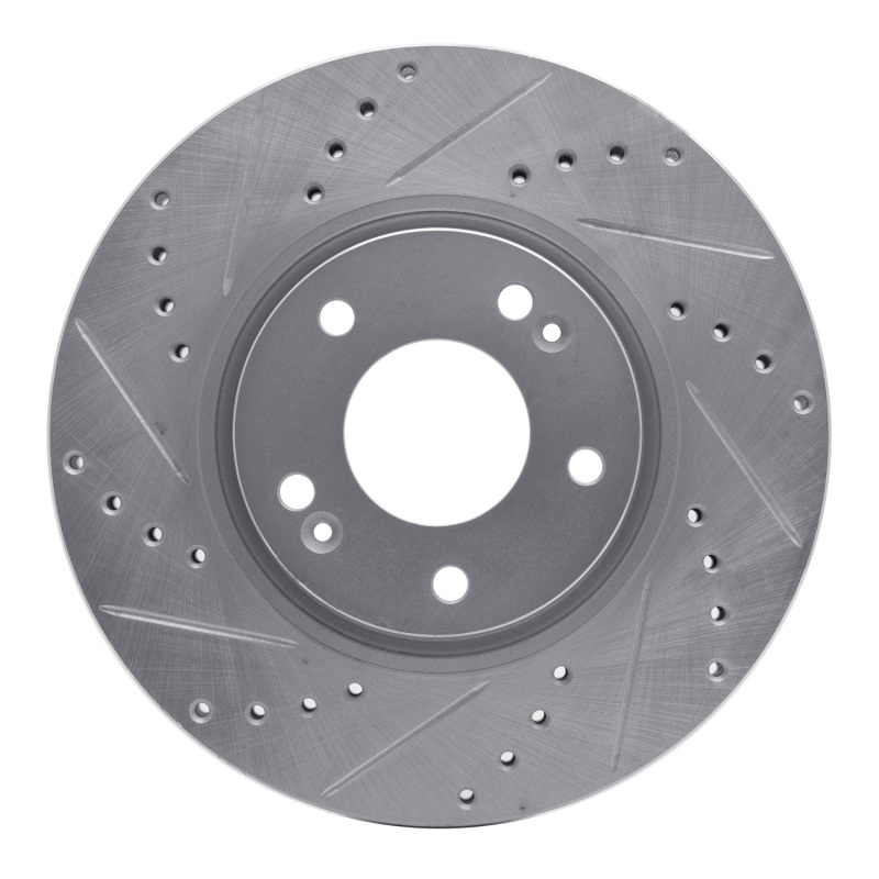 R1 05-24 Hyundai Veloster Front Left Drilled & Slotted Silver Brake Rotor