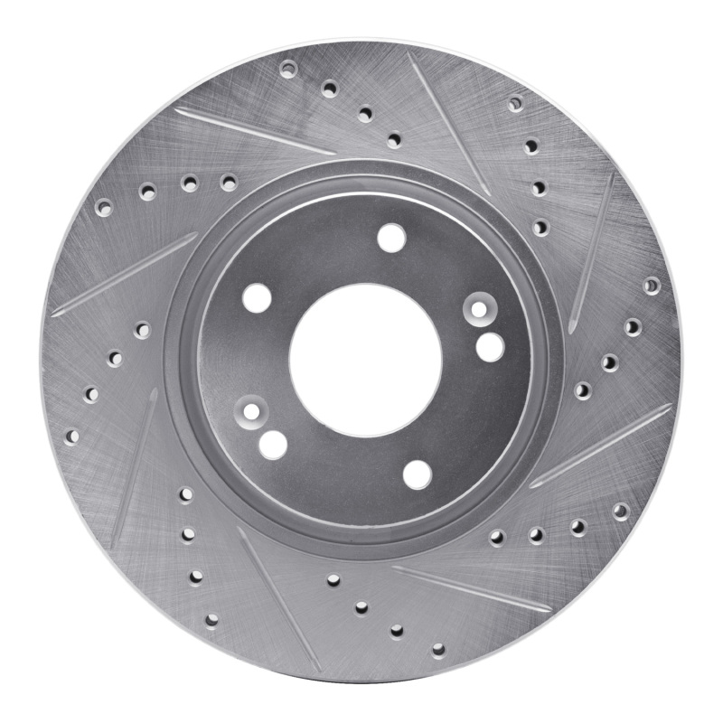 R1 05-24 Hyundai TUCSON Front Right Drilled & Slotted Silver Brake Rotor